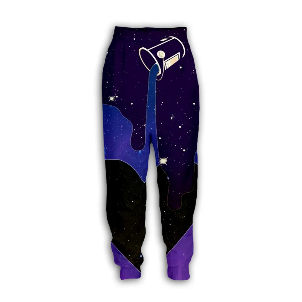 Pantaloni da jogging da donna e da uomo con stampa 3D di latte gocciolante della galassia spaziale y04