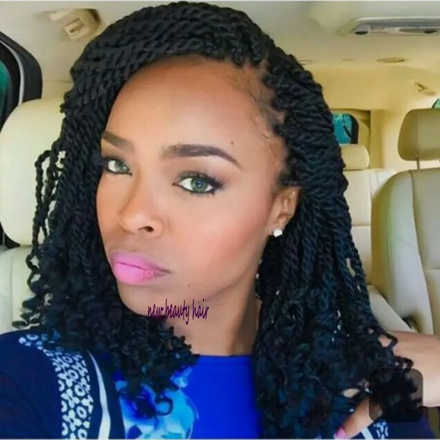 High Quality Crochet Hair Braids Spring Kinky Twist Lace Front Short Micro  Braid Curly Wig For Africa American L From W0006, $17.63