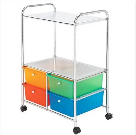 Kostenloser Versand US-Lager Großhandel Multi-Color 4-Schubladen-Organizer-Wagen Schubladen Rollwagen