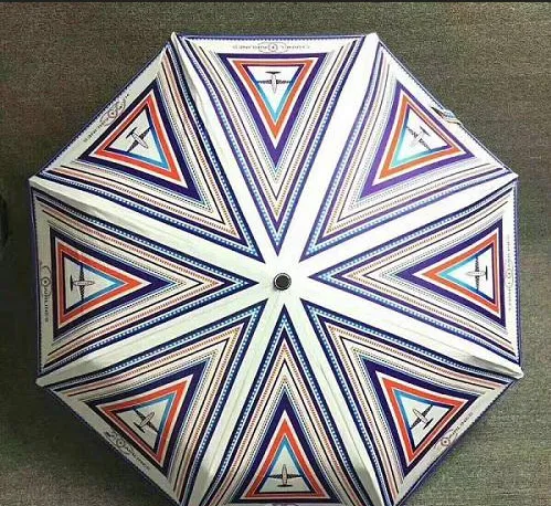 NIEUW! luxe Klassieke patroon vliegtuig logo Paraplu Voor Vrouwen 3 Fold Luxe Paraplu met geschenkdoos En Tas Regen Paraplu VIP gift