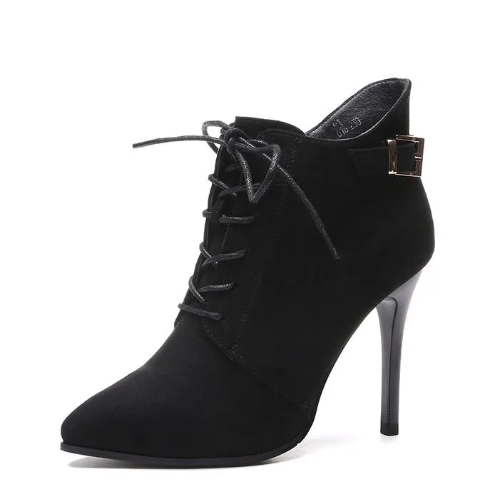 botas de grife de luxo mulheres botas de inverno Sexy Lace up salto alto cáqui preto tamanho 34 a 39