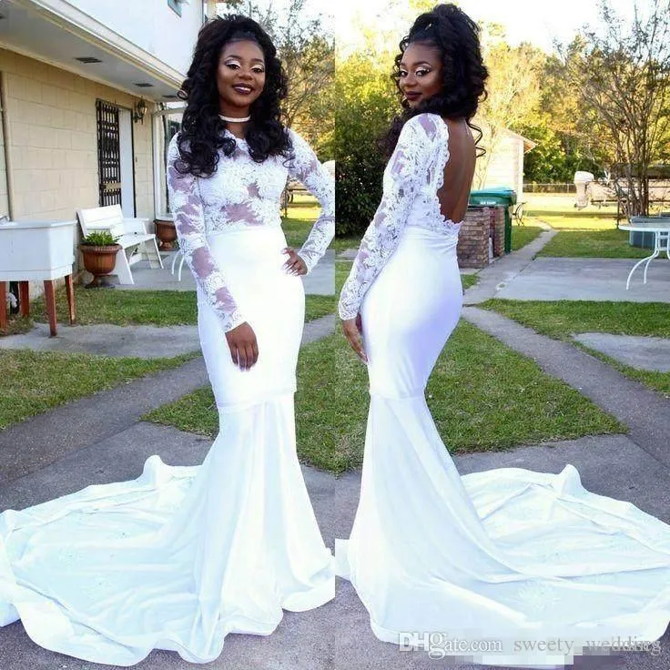 Biały 2019 New Arrival African Nigerii Syrenka Suknie Wieczorowe Backless Eleganckie Suknie Wieczór Wear Prom Dress Abendkleid Caftan