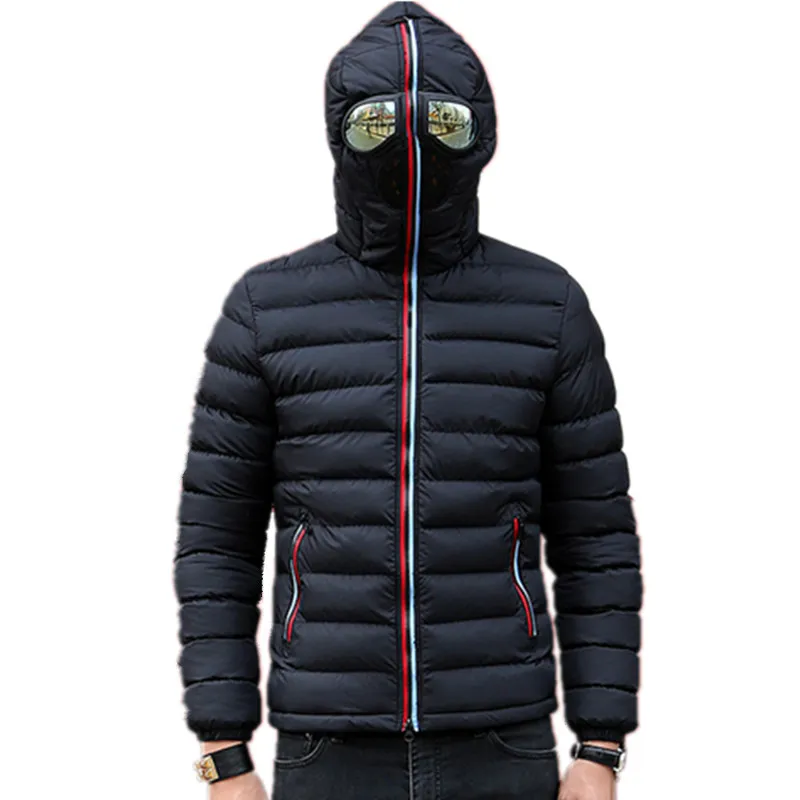 Hommes Trench Coats Hommes Chaud Camperas Enfants Coupe-Vent Veste Matelassée Vestes D'hiver Hommes Parkas Avec Des Lunettes Rembourré Manteau À Capuche