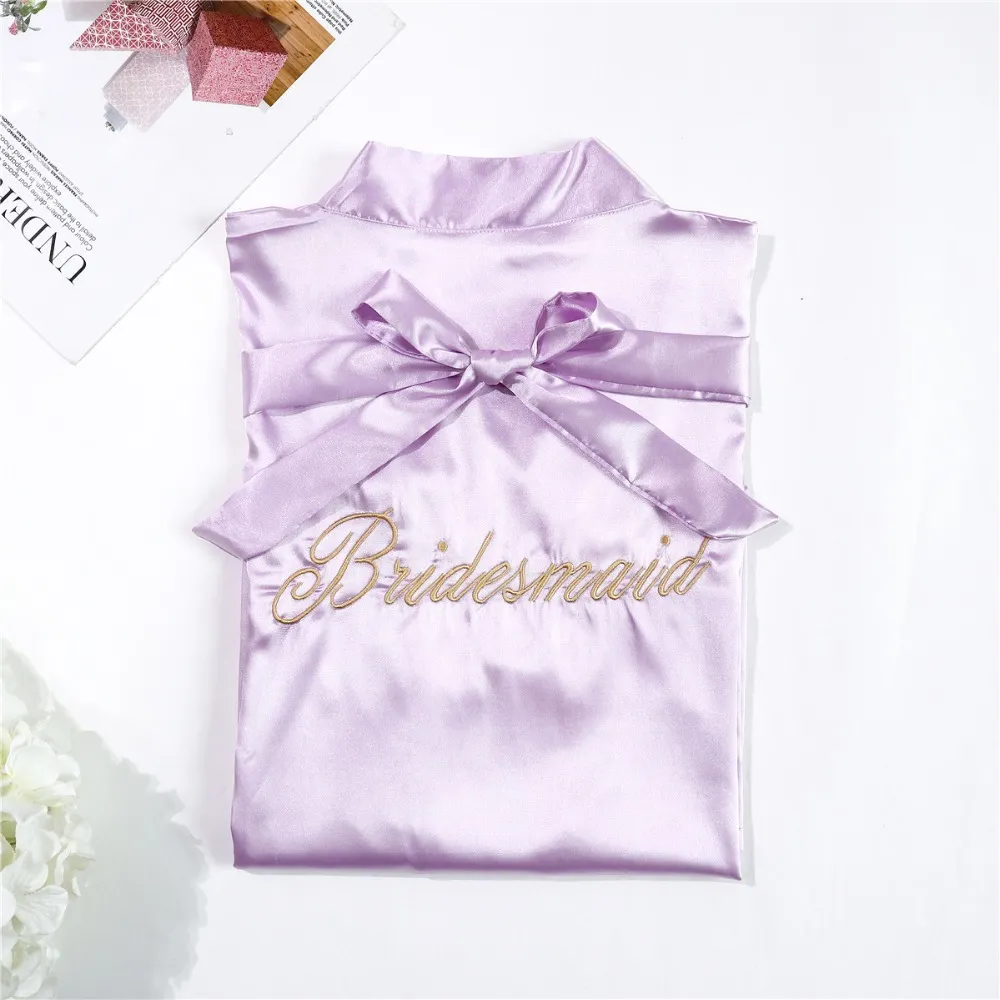 Wholesale-Green Silk Bridesmaid Bride Robe Sexy Women Short Satin Wedding Kimono Robes Sleepwear Nightgown Dress Woman Bathrobe Pajamas