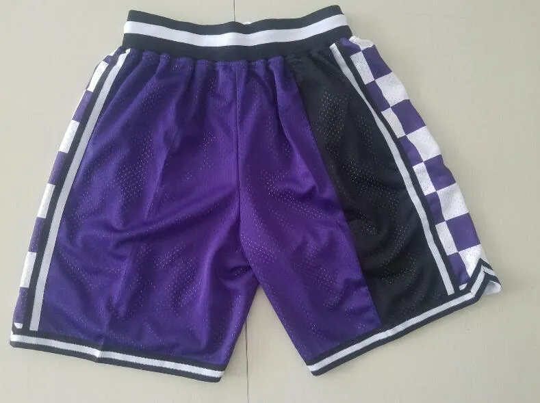 Nieuw Team 94-95 Vintage Baseketball Shorts Ritsvak Hardloopkleding S Paarse kleur Net gedaan Maat S-XXL