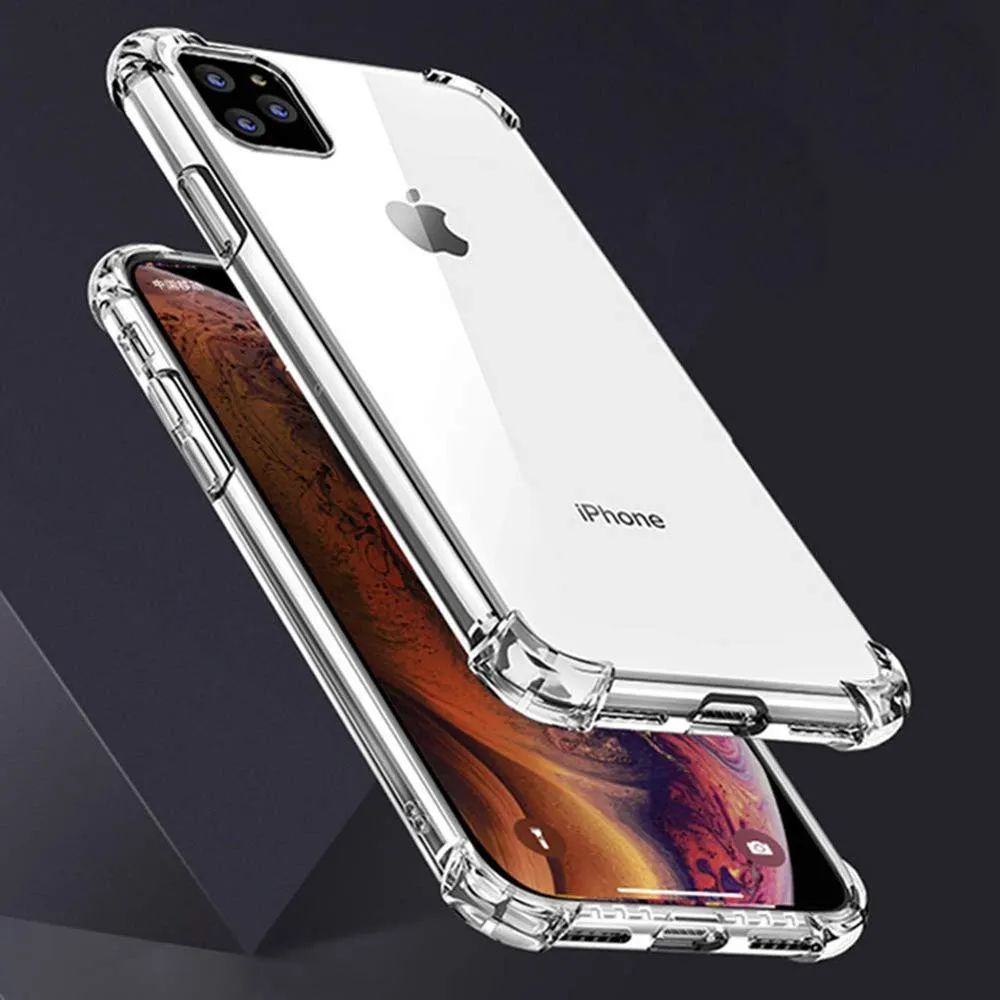 Super Anti-Knock Soft Cases TPU Transparent Clear Phone Case Protect Coche Socksäker för iPhone 13 12 Mini 11 Pro Max X Xs Note10 Mate 30 Pro