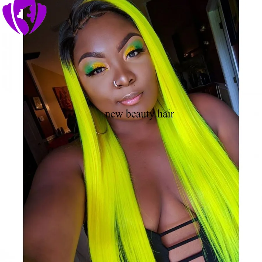 Green yellow wig hot sale