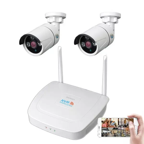 Kit 2CH WIFI sem fio Vigilância CCTV Sistema Kit 1080P NVR IP Câmera de Segurança Sistema de Vigilância de Vídeo