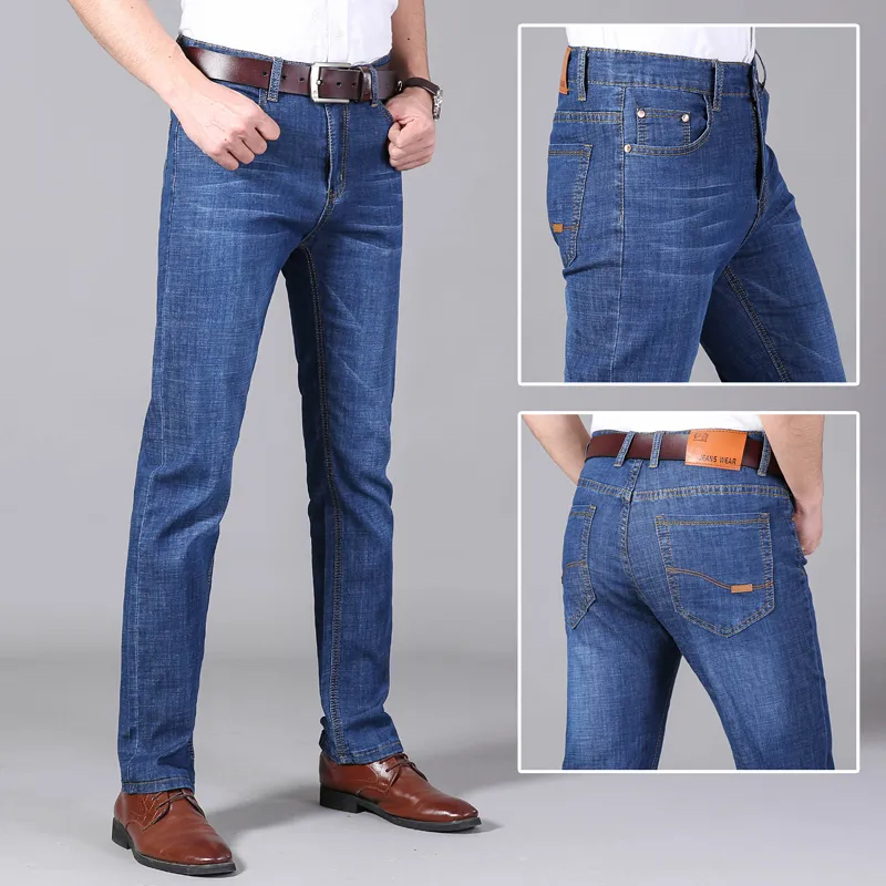 Mens Jeans Business Office Style Blue Man Smart Casual Work