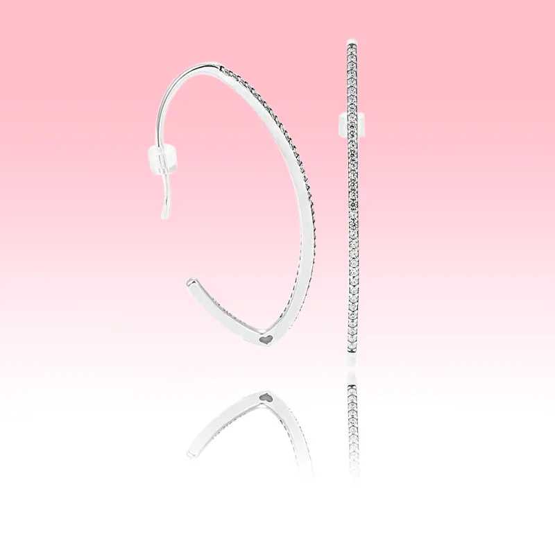Simple CZ diamond Ear hook Earrings Women party Jewelry with Original box for Pandora 925 Sterling Silver Earring sets
