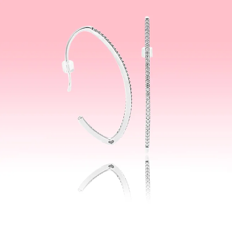 Proste CZ Diamond Ear Hook Kolczyki Damskie Party Biżuteria z oryginalnym pudełkiem dla Pandora 925 Sterling Silver Srebrne Zestawy