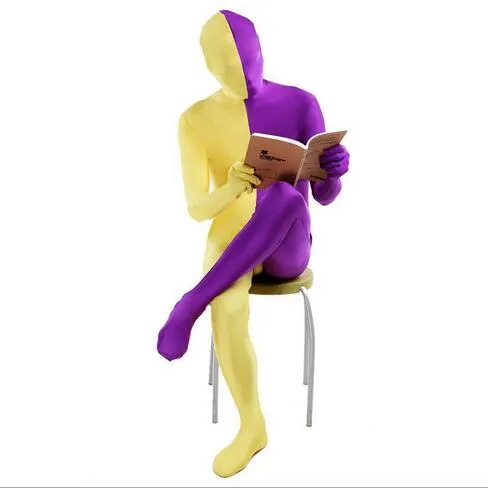 Seksowny mężczyzna chudy catsuit kostiumy mężczyzna patchwork kolor spandex body zentai kombinezony cosplay plus rozmiar s ~ 3xl