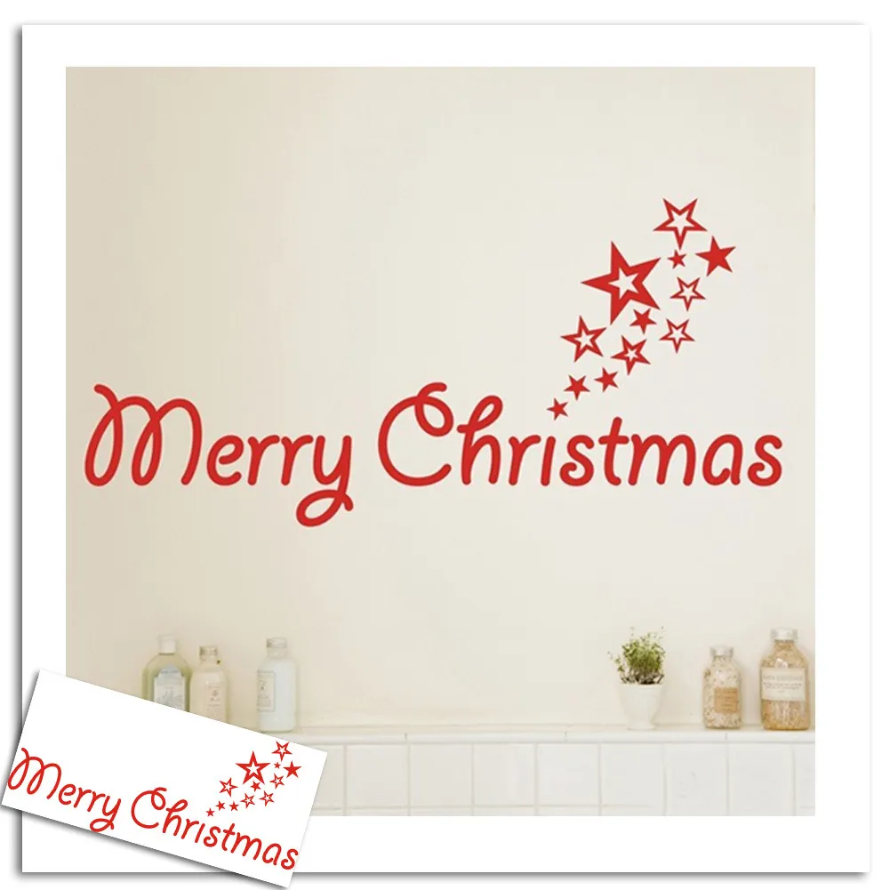 Four Colours English Christmas Words Carved Decorative Waterproof