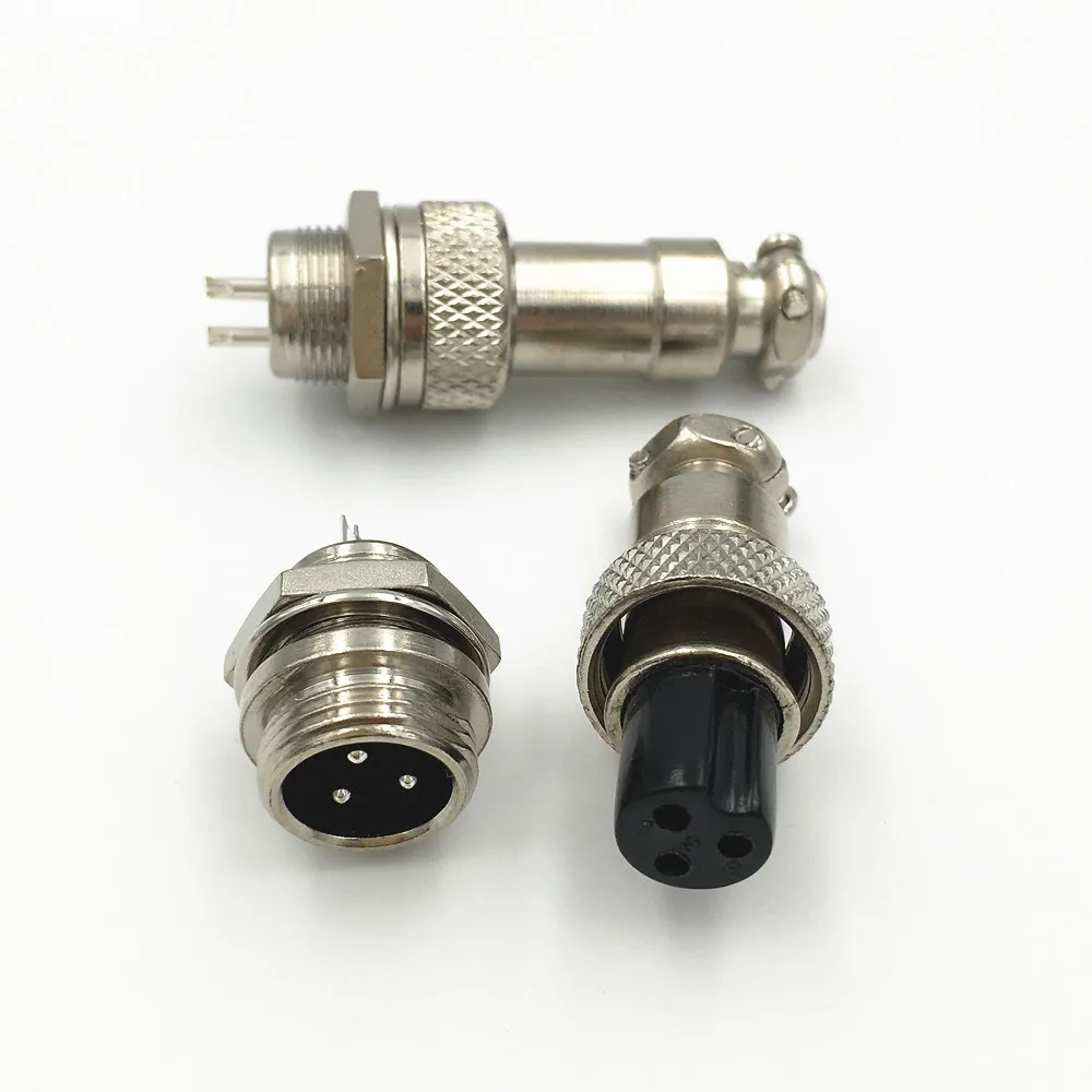 Freeshipping 50 Set GX-12 3 Pin XLR Male+Female 12mm Audio Cable Adapter Chassis Mount Aviation Connector