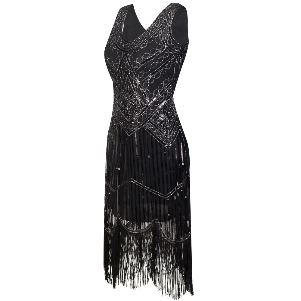 Robe Femme 1920 Midi Vestido Q190417
