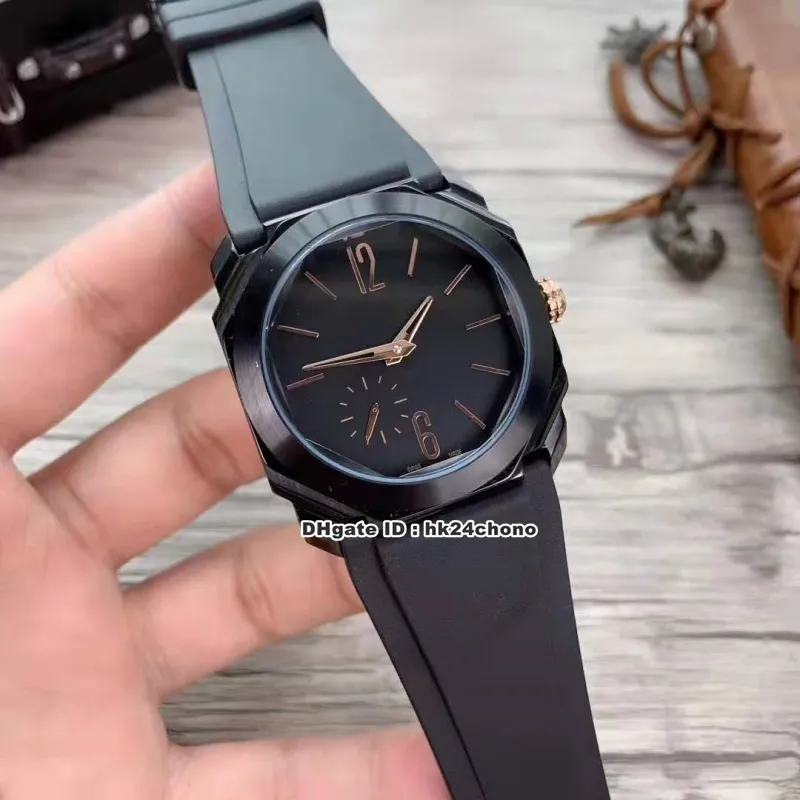 11 Style Best Octo Finissimo Orologio da uomo automatico PVD nero 103077 Cinturino in caucciù quadrante nero Orologi sportivi da uomo