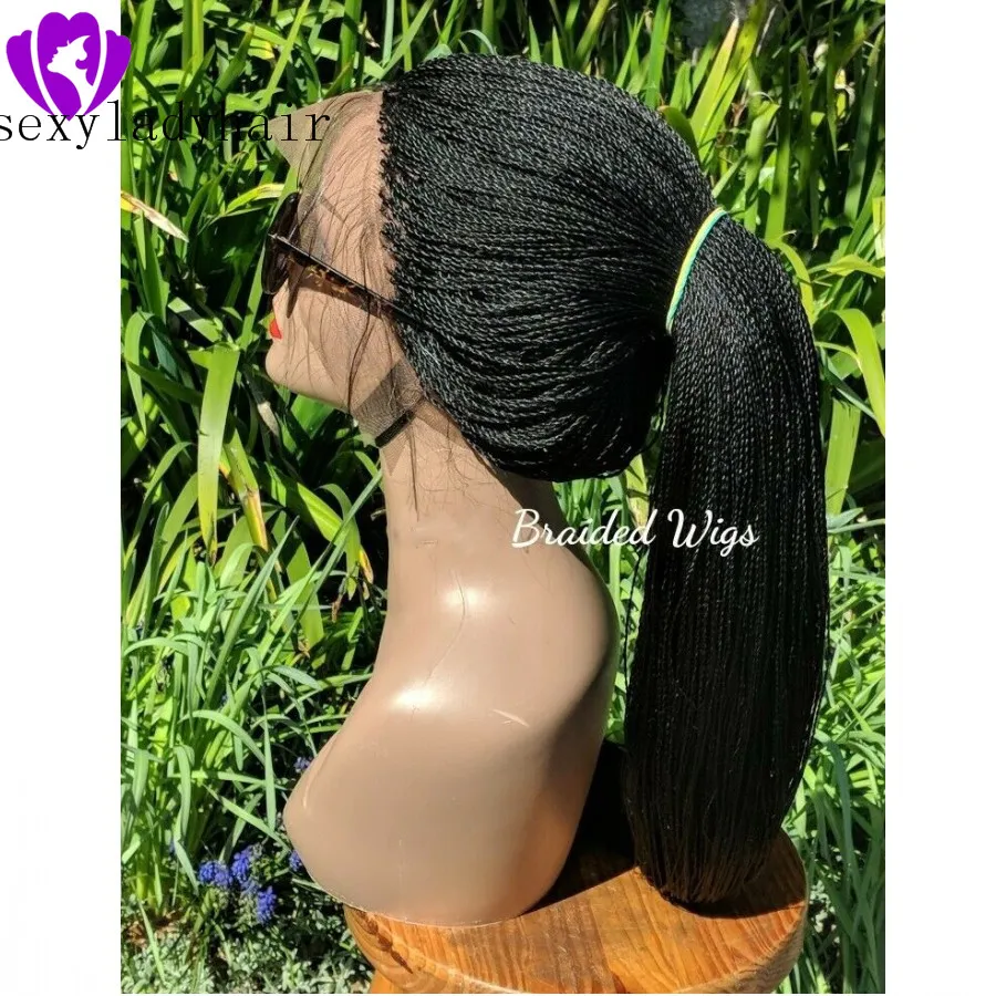 Brazilian twist wig on a closure. Color is black Amazon.com : WOW BRAIDS Twisted Wigs, Micro Million Twist  main image 2