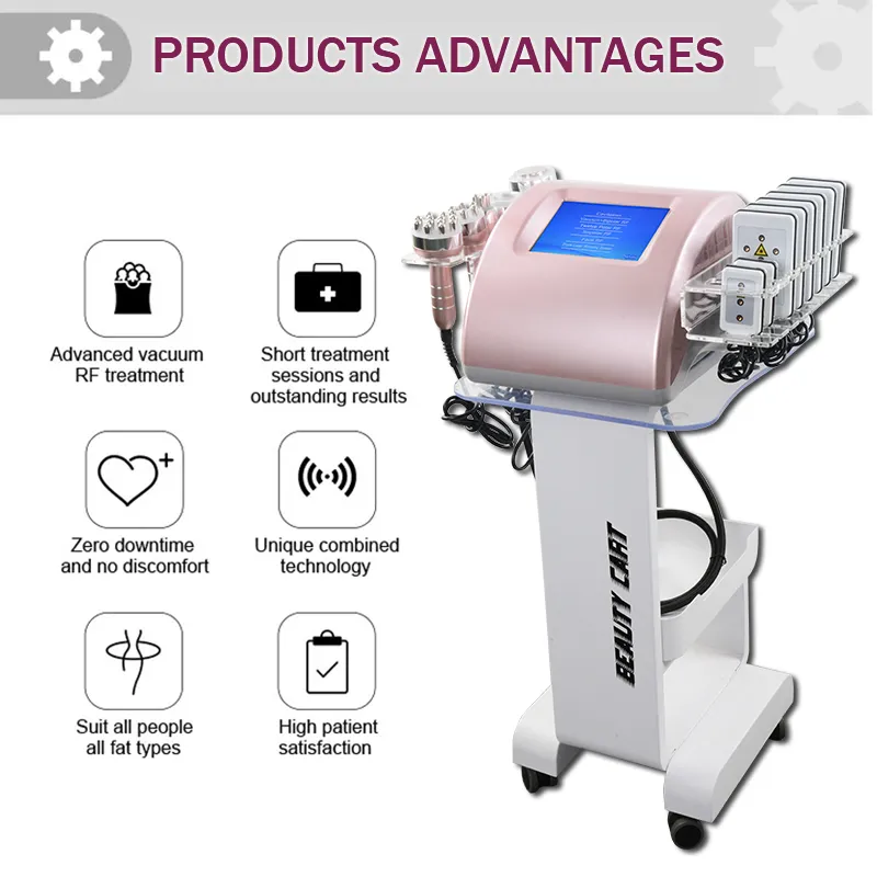 Multifunctional 6 in 1 ultrasonic cavitation radio frequency rf vacuum body cellulite slimming machine for sale