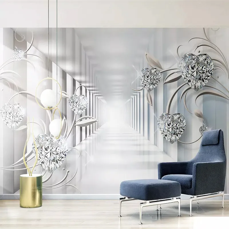 Po Wallpaper 3D Stereo Abstract Space European Style Pattern Diamond Murals Wall Papers Living Room TV Background Wall Decor180x