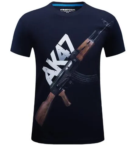 T-shirt da uomo girocollo di moda di grandi dimensioni europea e americana a maniche corte 3D estiva originale 2018 da uomo - AK47