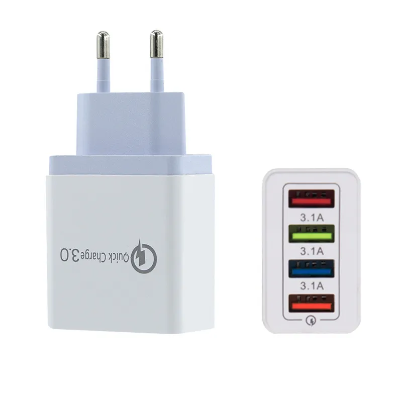 Chargeur 4 USB 5V 3A Adaptateur Voyage rapide de charge UE US Plug pour iPhone Samsung 500pcs / lot CRexpress