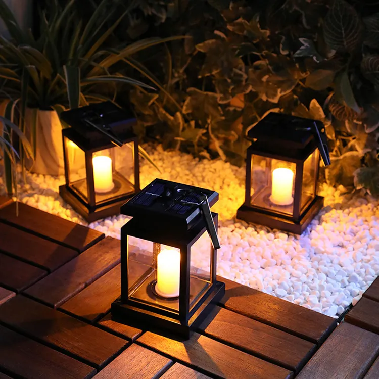 Lâmpadas de solares penduradas LED de vela ao ar livre LED à prova d'água Decorada no pátio de jardim Deck Candles solar lâmpada Uurastar