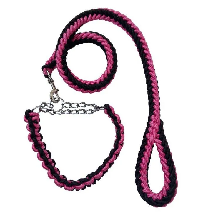 Collare Portacavalli In Nylon Con Corda Di Piombo – Rosa E Nero (Anti-Pilling)