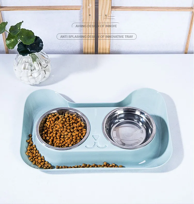 Double Dog Cat Bowls Dog Bowls Stainless Steel Pet Food Water Feeder for Pets Puppy Small Medium Dogs