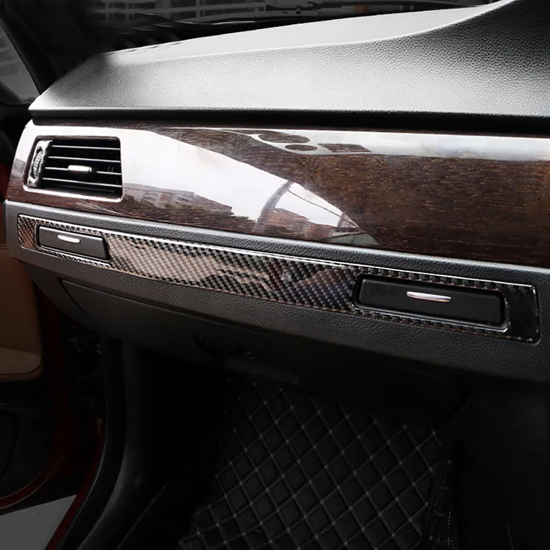 Accessoires intérieurs de voiture en fibre de carbone autocollant autocollant copilot eau support de verre panneau couverture pour BMW E90 E92 E93 série 3 LHD RHD290F