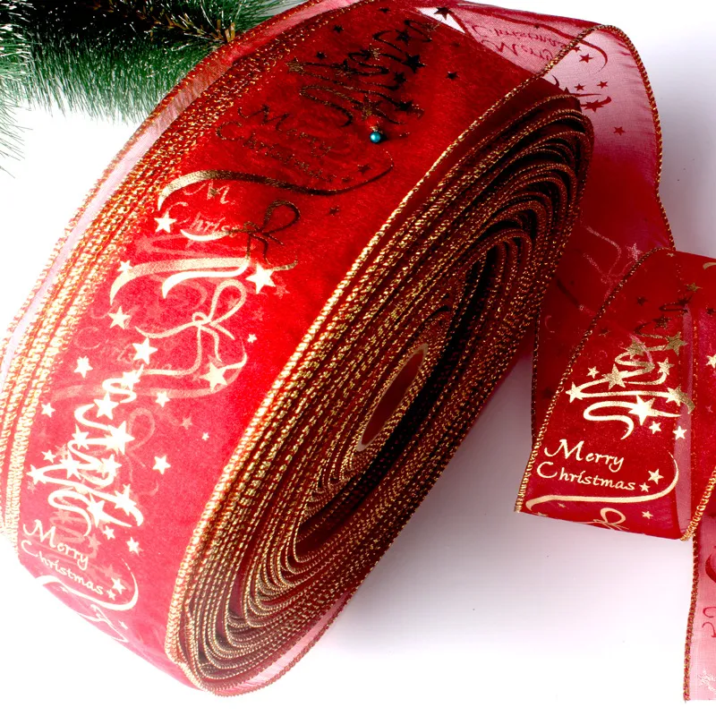 200см звезды печати органза ленты для свадьбы рождественские украшения вечеринки diy handcraft торт подарок упаковка лук рождественские ленты dbc vt0746