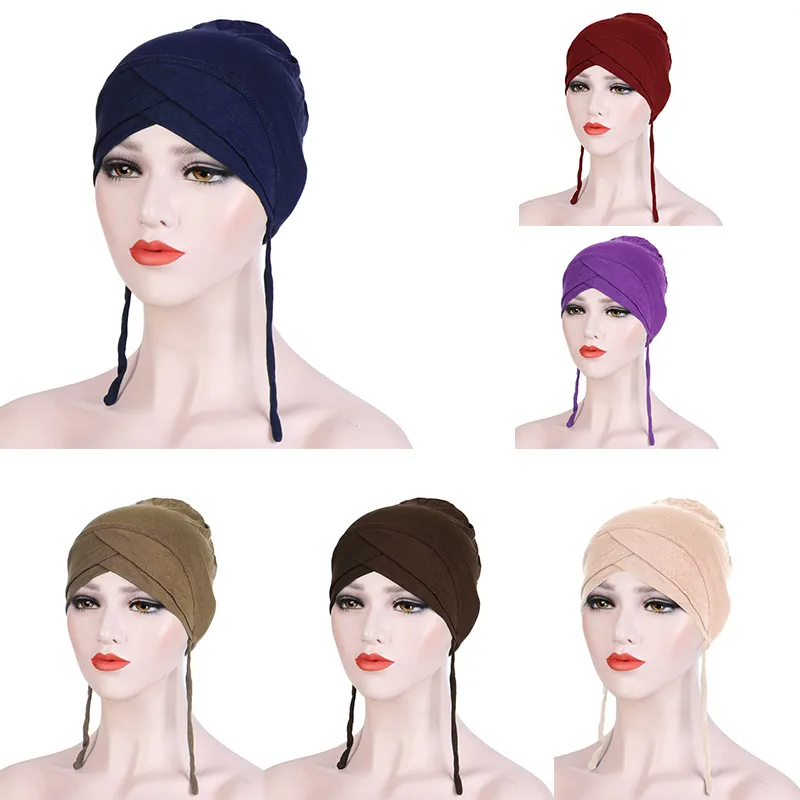 Women Hijab Hair Loss Caps Headscarf Pleated Beanie Muslim Turban - Foto 6