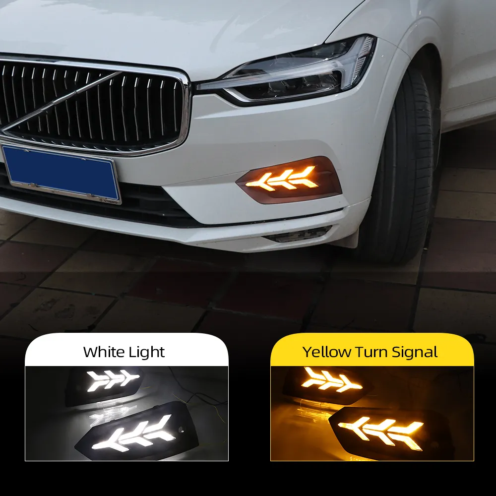 2 SZTUK LED dzienne światło do jazdy Volvo XC60 2018 2019 Płynących Sygnał Funkcja Sygnał 12 V Car DRL Lampa przeciwmgielne Noc