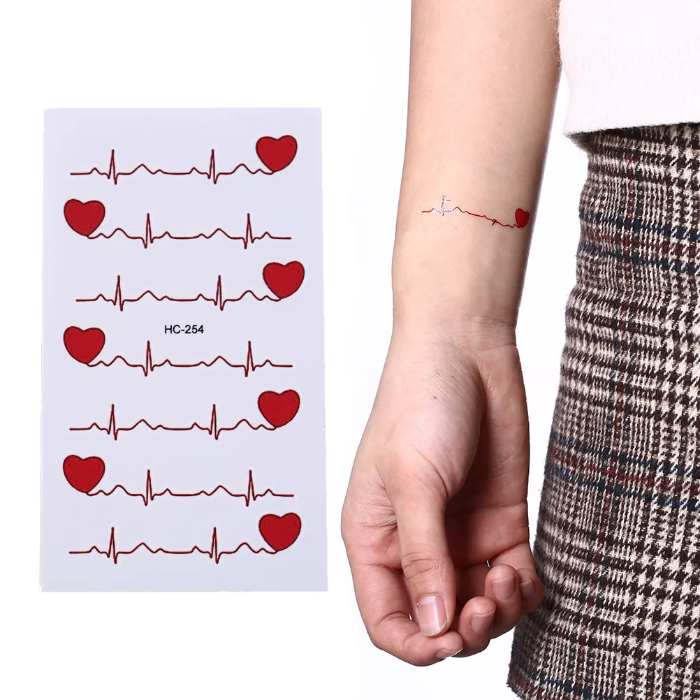 Nieuwe ECG Tijdelijke Tattoo Mannen en Dames Love Tattoos Sexy producten Waterdichte wegwerp Tattoo Stickers om het litteken te bedekken