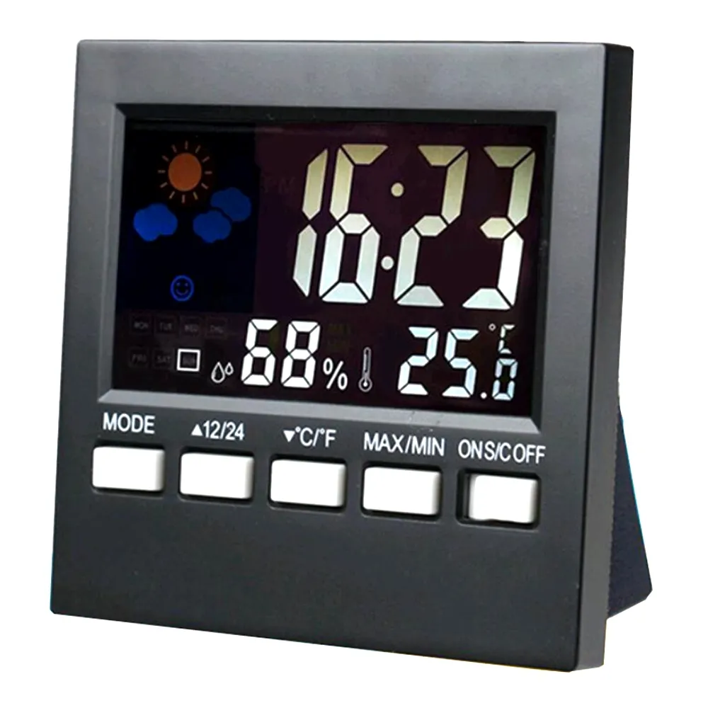 Bekväm digital LCD-temperaturfuktighetskärm Väckarklocka