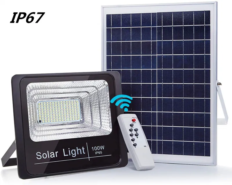 LED SOLAR Light Spotlight 20W / 40W / 60W / 100W / 120W / 200W Super jasny panel zasilany słonecznym Floodlight IP67 Ogrodowa lampa z pilotem