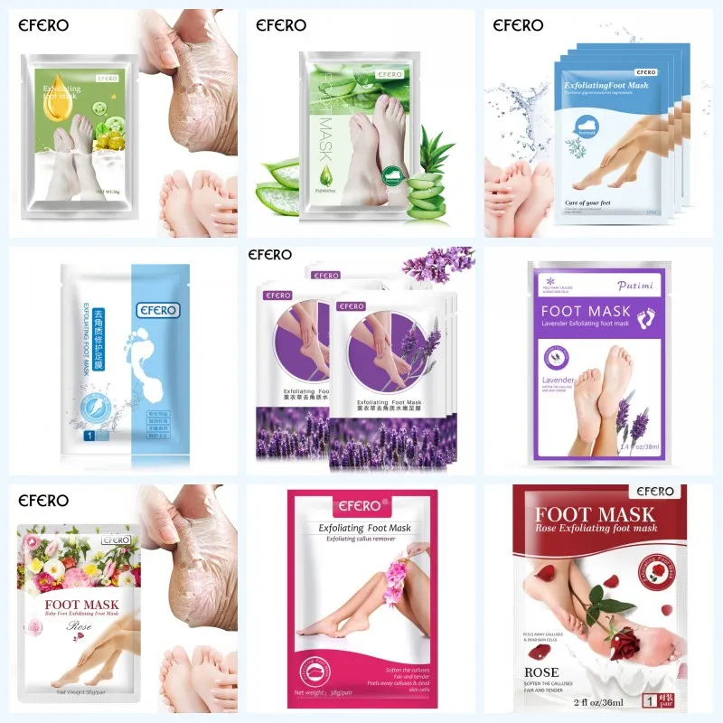 Efero Exfoliating Foot Mask Pedicure Socks Exfoliation Aloe lavender Feet Mask Remove Dead Skin Heels Foot Peeling Mask