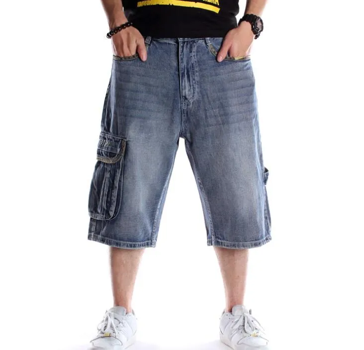 Été Hommes Shorts Jeans Hip Hop Denim Boardshorts Pantalon De Mode Américaine Lâche Baggy Coton Hommes Pantalon Bas Grande Taille 461292v