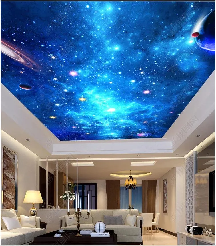 カスタマイズされた大3次元写真の壁紙3D天井の壁画の壁紙ファンタジー星のリビングルームゼニスの天井壁画Papel de Parede
