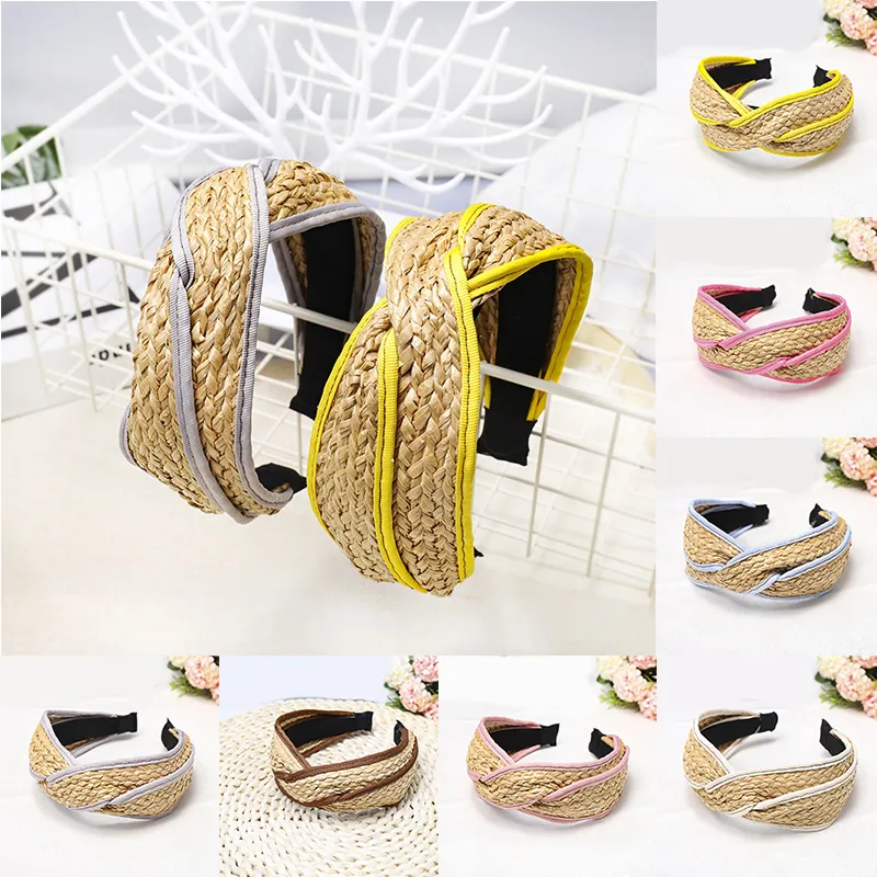 2020 البوهيمي الشعر Hairband نسج سترو معقود العصابة للنساء الصليب اليدوية الشعر هوب بازل اكسسوارات شعر hairbands