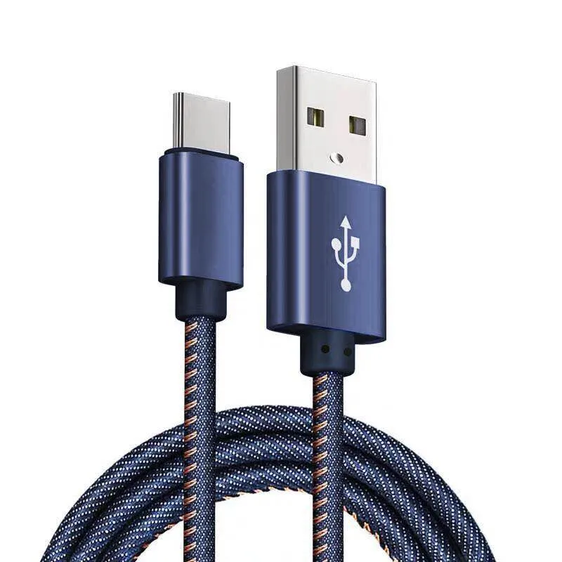 2A High Speed ​​Cowboy USB Typ C Kable Dane Synchronizacja Ładowanie Adapter Ołów do Android Telefony