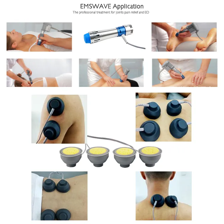 5 transmissores de ondas de choque 2.000.000 tiros portátil de tratamento de terapia de ondas de choque ED juntas músculo alívio da dor aparelho de estimulação EMSWAVE