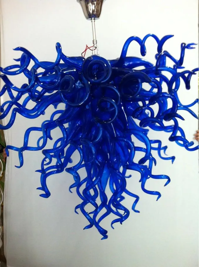 100٪ الفم في مهب CE UL البورسليكات زجاج مورانو كيلي دايل الفن الذكاء الأزرق كريستال الثريا رخيصة