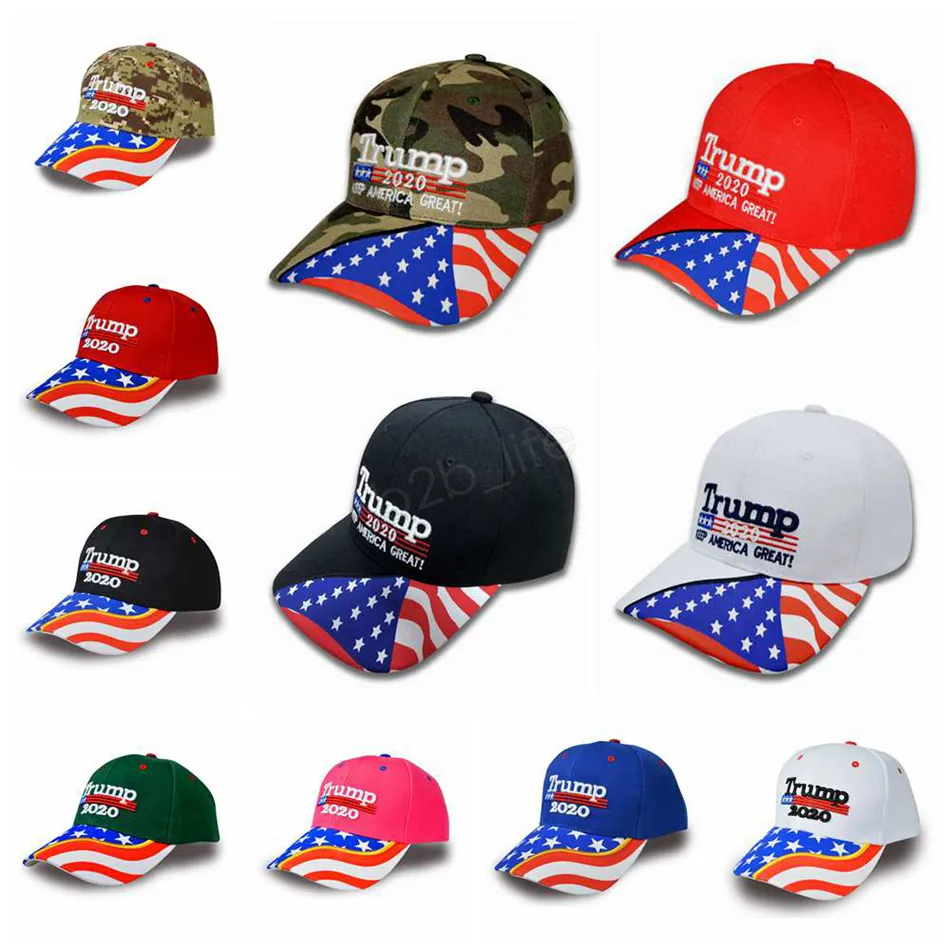 Donald Trump 2020 Baseball Cap 11Styles Make America Great Again hat Star Stripe USA Flag Camouflage sports cap LJJA2850