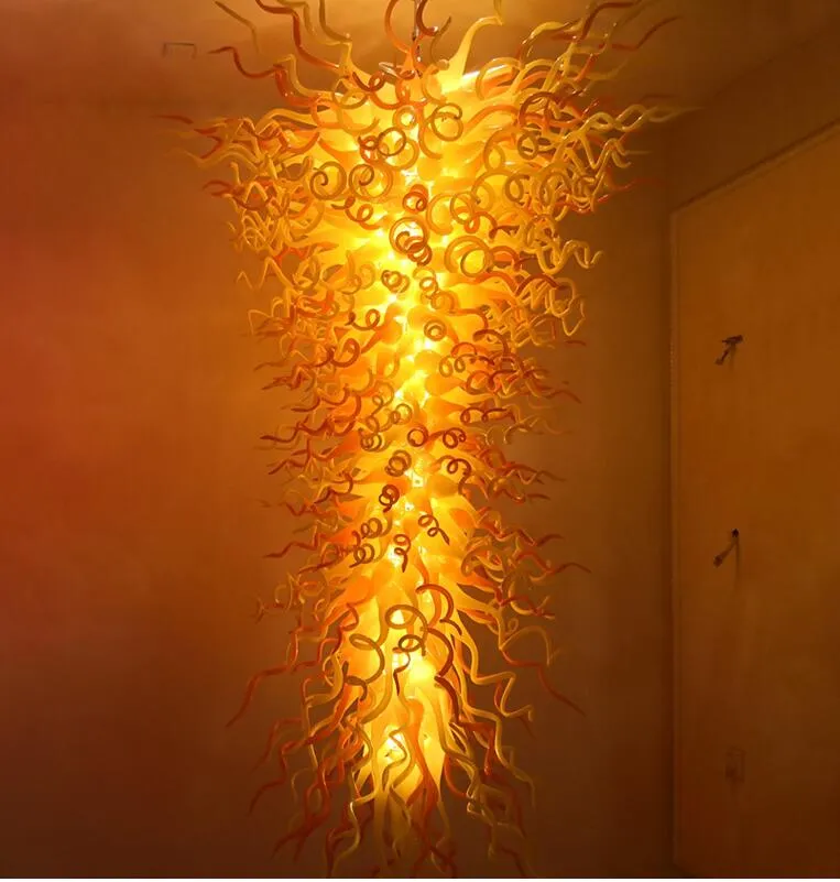 Creative Pendant Lampor Konst Dekorativ fjädring Ljus Inomhus Led Hand Blåst Glas Ljuskrona Lampa för hotell Stor storlek
