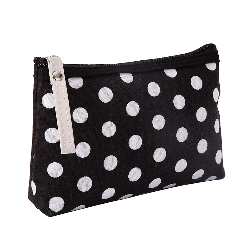 10pcs 2021 Dots Printed canvas Multifunctional makeup bag Zipper Toilertry Organize Storage Pouch