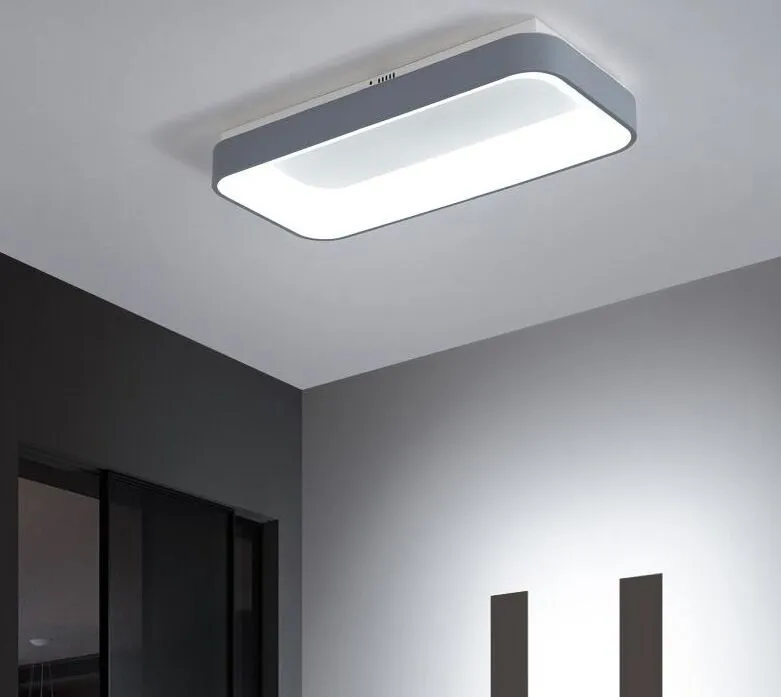 Rektangel fjärrkontroll modern LED taklampor för vardagsrum Sovrum Grå färg Dimbar taklampa myy