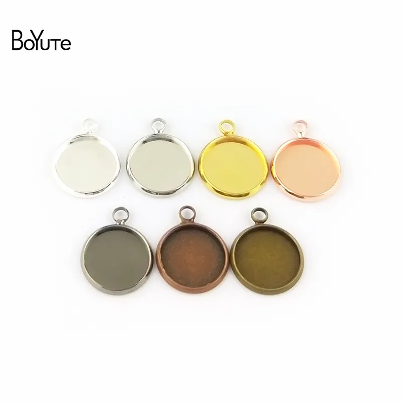 BoYuTe (50 Teile/los) Passend für 12 mm Cameo-Cabochon-Basisfassung, Anhänger, leere Lünette, Tablett, DIY-Schmuckzubehör