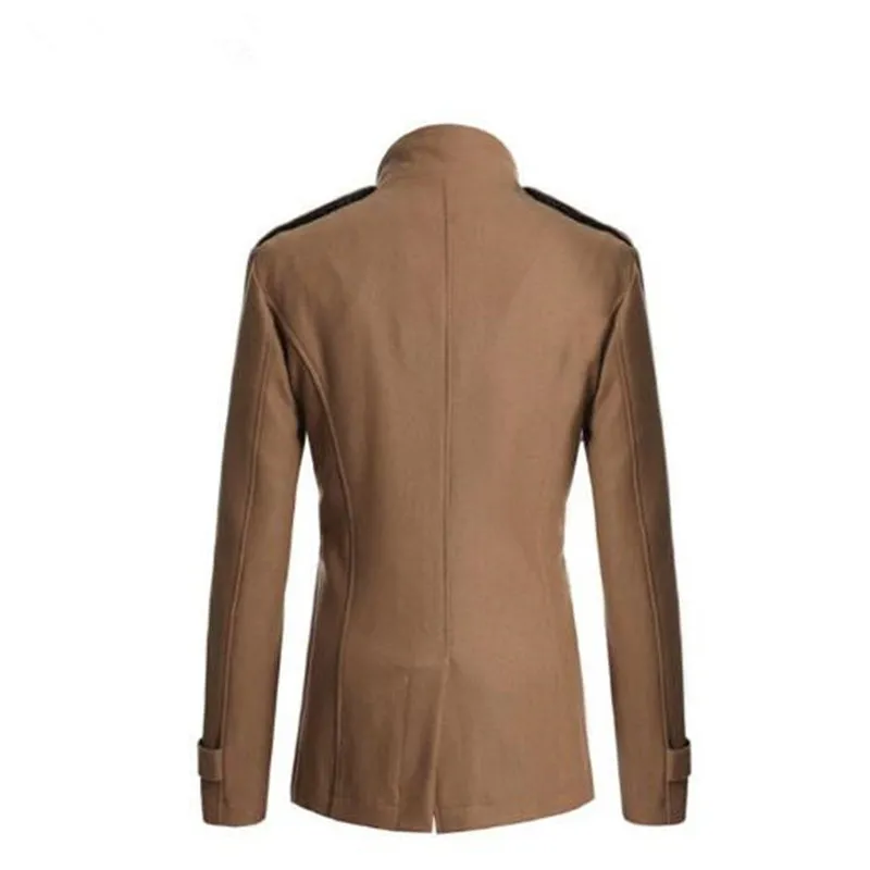 Stand collar single breasted epaulet design coat deals