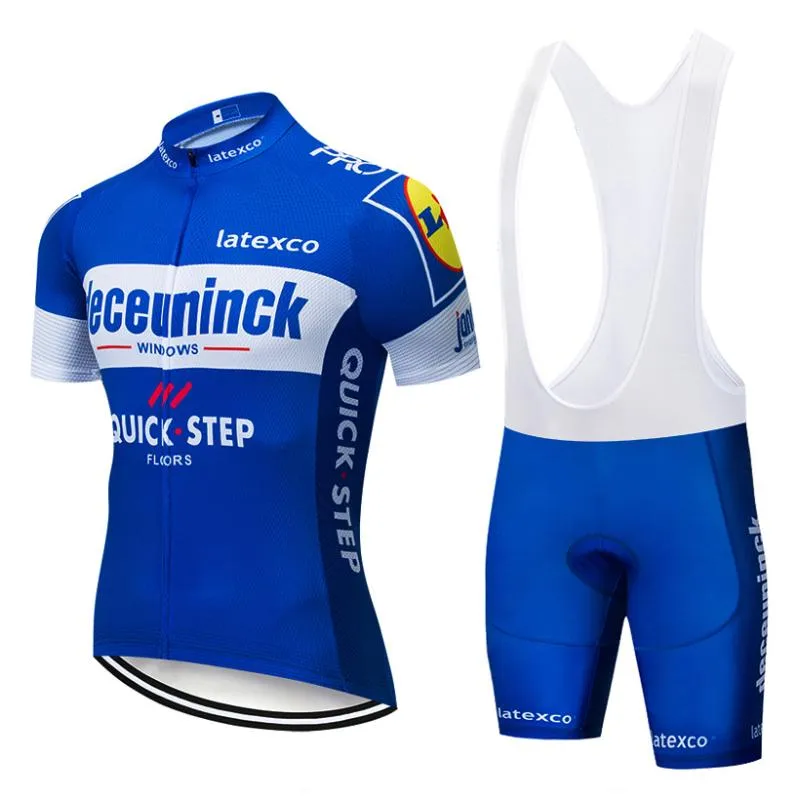 Ny 2020 Blue Quickstep Cykling Team Jersey 12D Bike Shorts Set Snabbtorkande cykelkläder Mens Summer Pro Cycling Maillot Wear