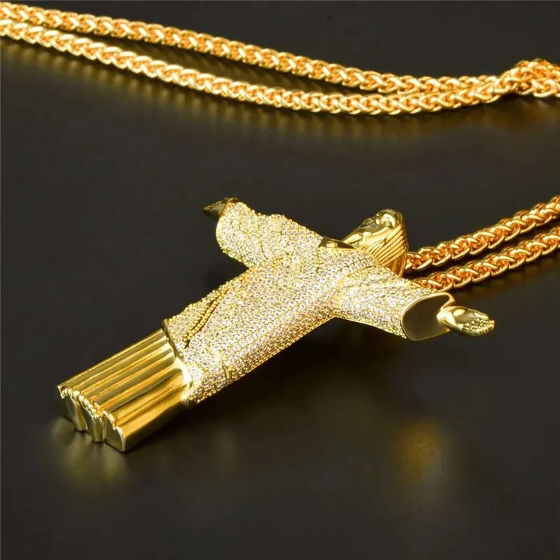 Bling Jewelry Traditioneller Christlicher Religiöser Jesus Inri Kruzifix  Kreuz Anhänger Halskette Für Frauen Männer Zwei-Ton 18K Tri Farbe Vergoldet